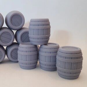 Pack of 3 Barrels with rope design for D&D Warhammer Train Sets